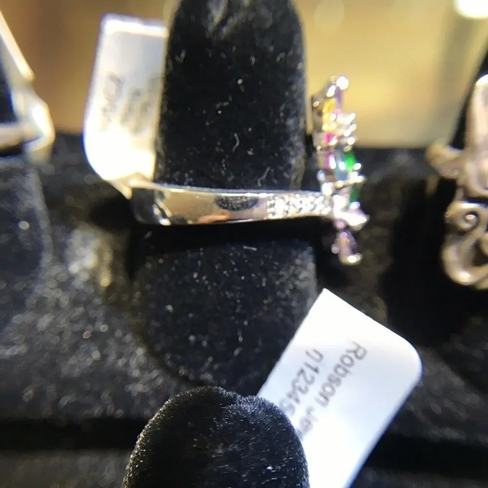 Robson Jewelers Multicolored Ring Sz9 FlowerDesign Silver 925 (Stones Simulated)